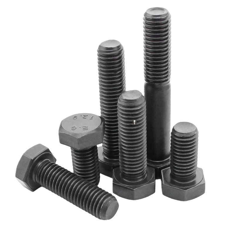 Black oxide hex bolts for industrial assembly and heavy duty fastening applications