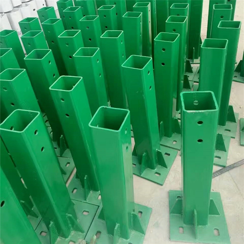 Square guardrail posts for road safety installation