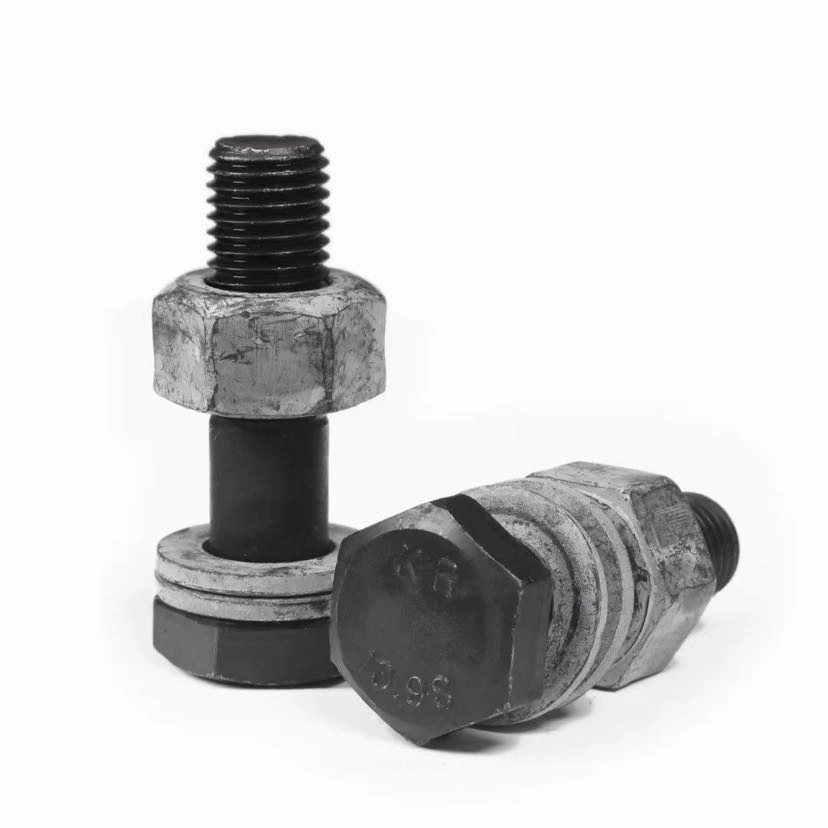 High strength black steel structure bolt and nut set for bridge and heavy construction connections